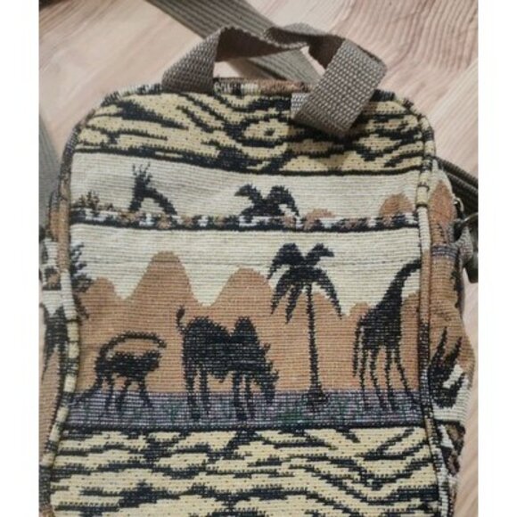 Tapestry Travel Bag Purse Crossbody Shoulder Zip Close pockets safari animals - Picture 4 of 11